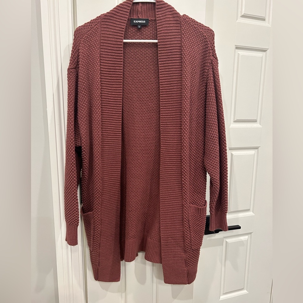 Express Textured Open Knit Caridgan Size XS Petite (Oversized) Mauve